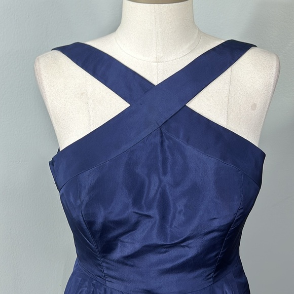 J. Crew Navy Silk Taffeta Shimmery Halter Mini Dress size 0 - Picture 9 of 13